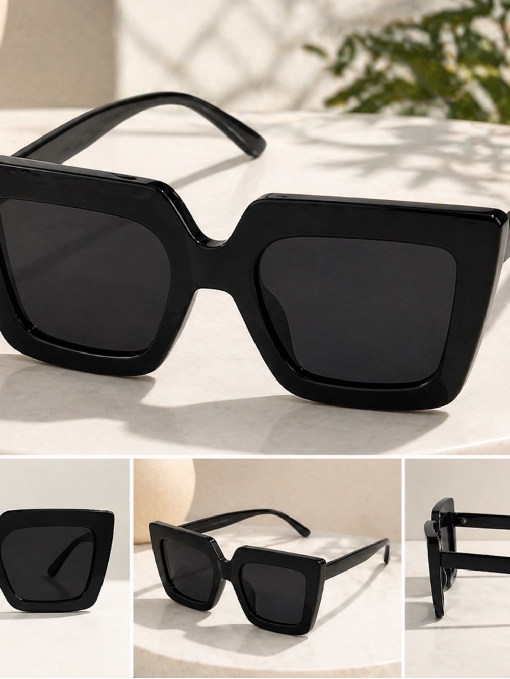 Black Oversized Square Women's Sunglasses